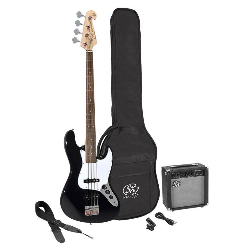 SX SB1SK-BK electric bass pack